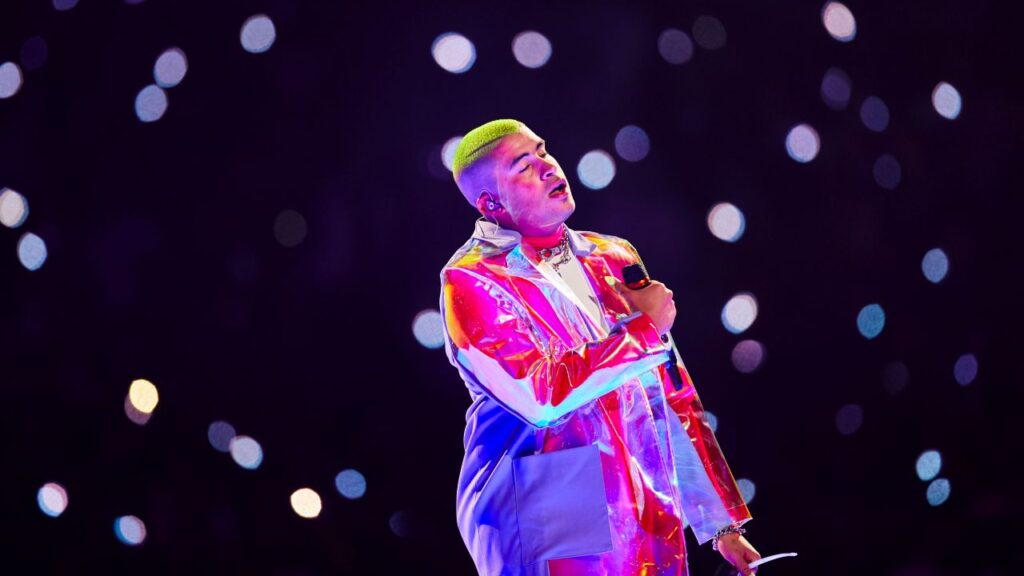 Image of Bad Bunny performing on stage
