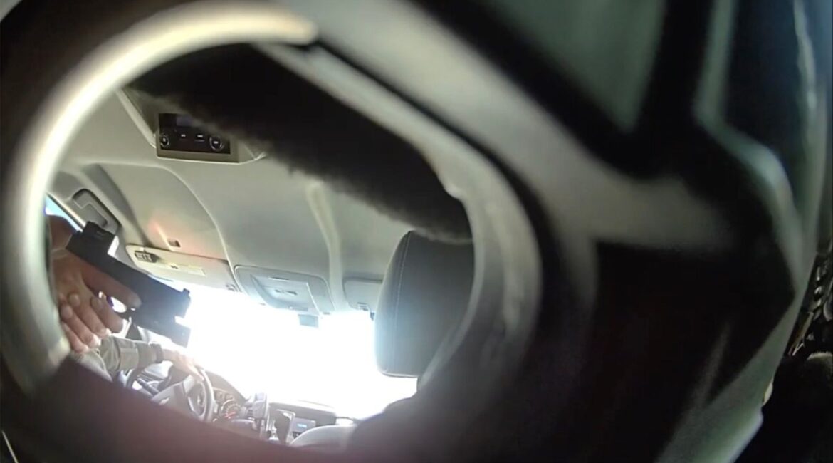 Body camera footage from the shooting of Marimar Martinez in Chicago in October 2025. Shortly after a Border Patrol agent shot Martinez five times, Gregory Bovino, who was leading the federal government’s immigration raids across the city, reached out to offer his congratulations. “In light of your excellent service in Chicago, you have much yet left to do!!” he wrote to the agent. (U.S. Attorney's Office for the Northern District of Illinois via The New York Times)