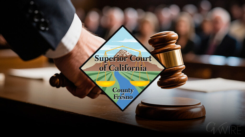 Composite Image of Fresno County Superior Court logo and a courtroom scene