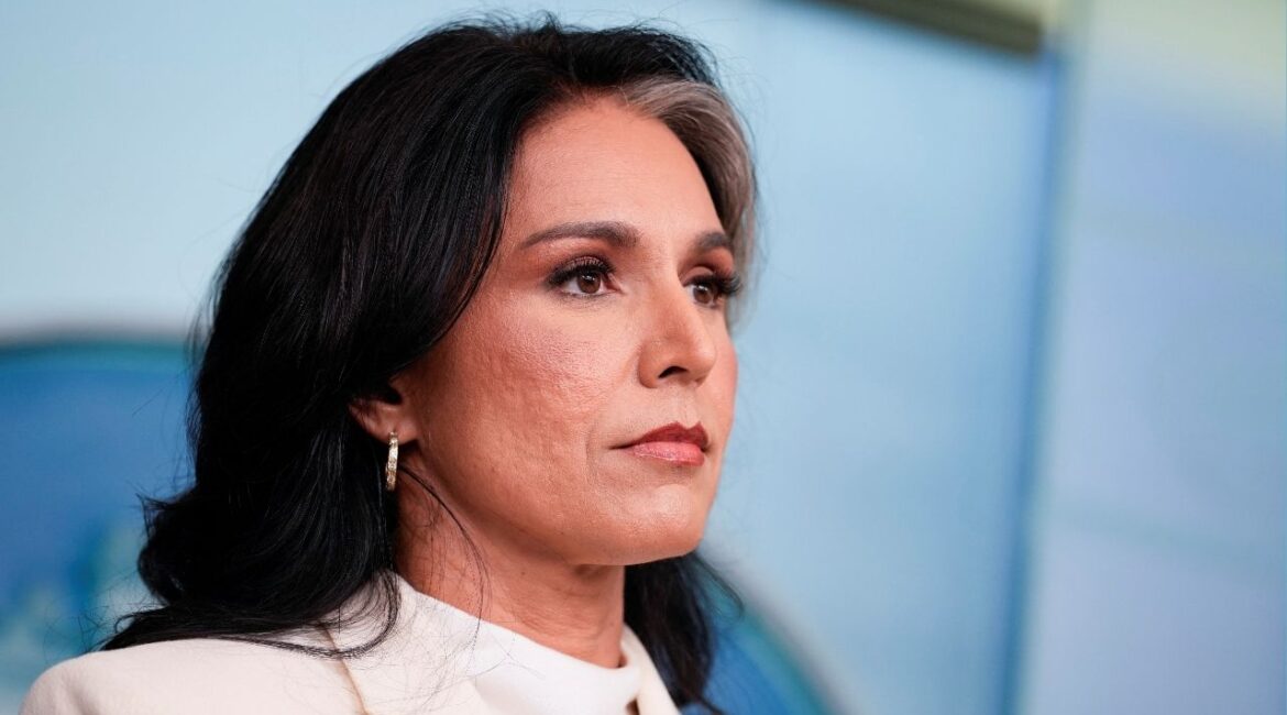 Director of National Intelligence (DNI) Tulsi Gabbard looks on during a press briefing, at the White House in Washington, D.C., U.S., July 23, 2025. (Reuters/Kent Nishimura)