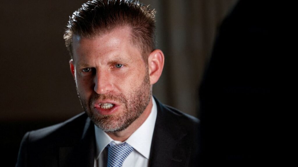 Eric Trump, Executive Vice President of The Trump Organization and son of U.S. President Donald Trump, speaks to Reuters during an interview in Riyadh, Saudi Arabia, January 11, 2026. (Reuters File)