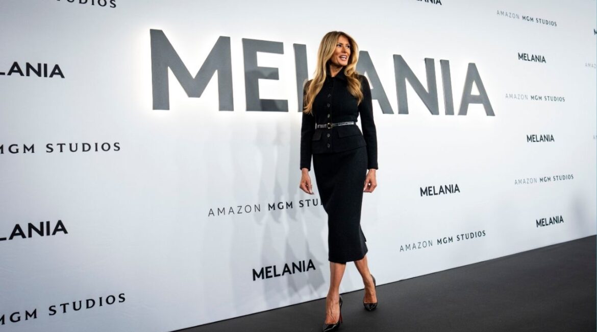 First lady Melania Trump arrives for the premiere of the new documentary film "Melania,” at the Kennedy Center in Washington, on Thursday, Jan. 29, 2026. Amazon backed up the Brink’s trucks to promote the vanity film, resulting in opening-weekend ticket sales of roughly $8 million, or 60 percent more than expected. (Doug Mills/The New York Times)