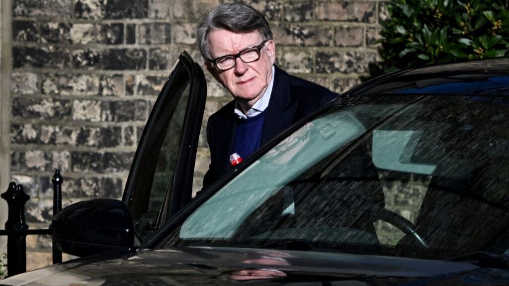 Former British Ambassador to the U.S. Peter Mandelson enters a vehicle outside a reported residence, after police launched a misconduct in public office investigation following the release of U.S. Justice Department files linked to the late financier and convicted sex offender Jeffrey Epstein, in London, Britain, February 14, 2026. (Reuters/Chris Ratcliffe)