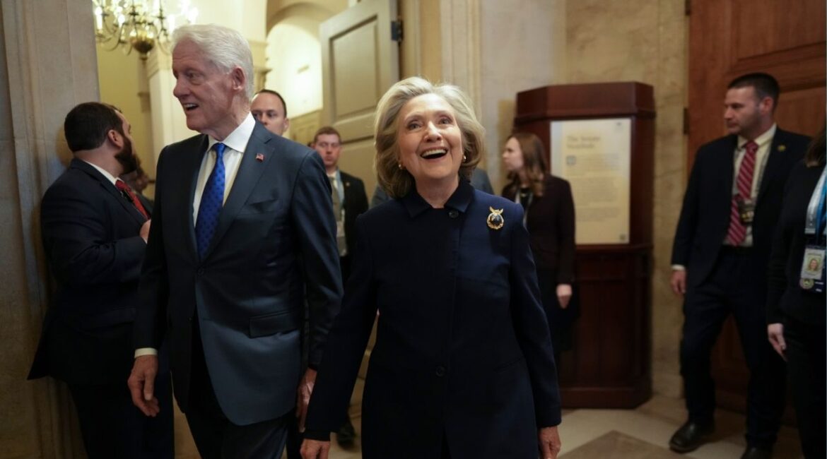 Former President Bill Clinton and former Secretary of State Hillary Clinton arrive at the Capitol in Washington for the inauguration of Donald Trump as 47th president of the United States on Jan. 20, 2025. Lawyers for the Clintons made an offer for Bill Clinton to testify before the House Oversight Committee after initially refusing. (Doug Mills/The New York Times)