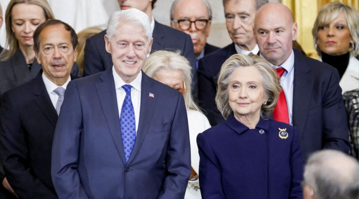 Former U.S. President Bill Clinton and former U.S. Secretary of State Hillary Clinton arrive for Donald Trump's inauguration as the next President of the United States in the Rotunda of the United States Capitol in Washington, U.S., January 20, 2025. (Reuters File)