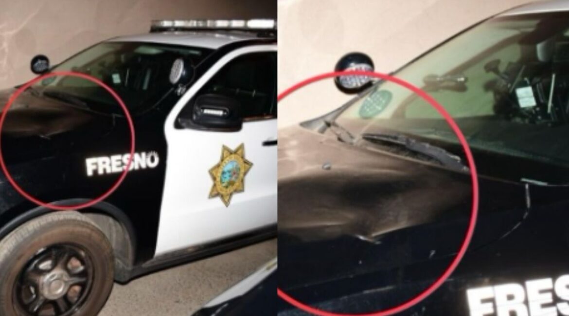 Fresno police arrested three people Wednesday, Feb. 18, 2026, in connection with $6,000 in damage to a marked police vehicle vandalized on Jan. 30, 2026. (Fresno PD)