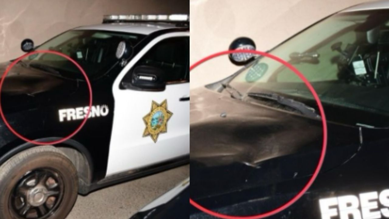 Fresno police arrested three people Wednesday, Feb. 18, 2026, in connection with $6,000 in damage to a marked police vehicle vandalized on Jan. 30, 2026. (Fresno PD)