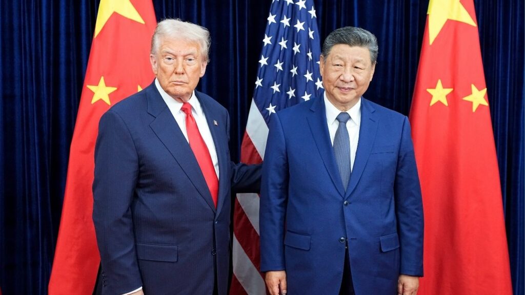 From left, President Donald Trump with Xi Jinping, China’s top leader, at the APEC Summit in Busan, South Korea, Oct. 30, 2025. Trump and Xi had a lengthy phone call on Wednesday, Feb. 4, 2026, during which, Trump said, the two leaders discussed a wide range of issues — including Iran, the war in Ukraine and soybeans — ahead of Trump’s visit to China this spring. (Haiyun Jiang/The New York Times)
