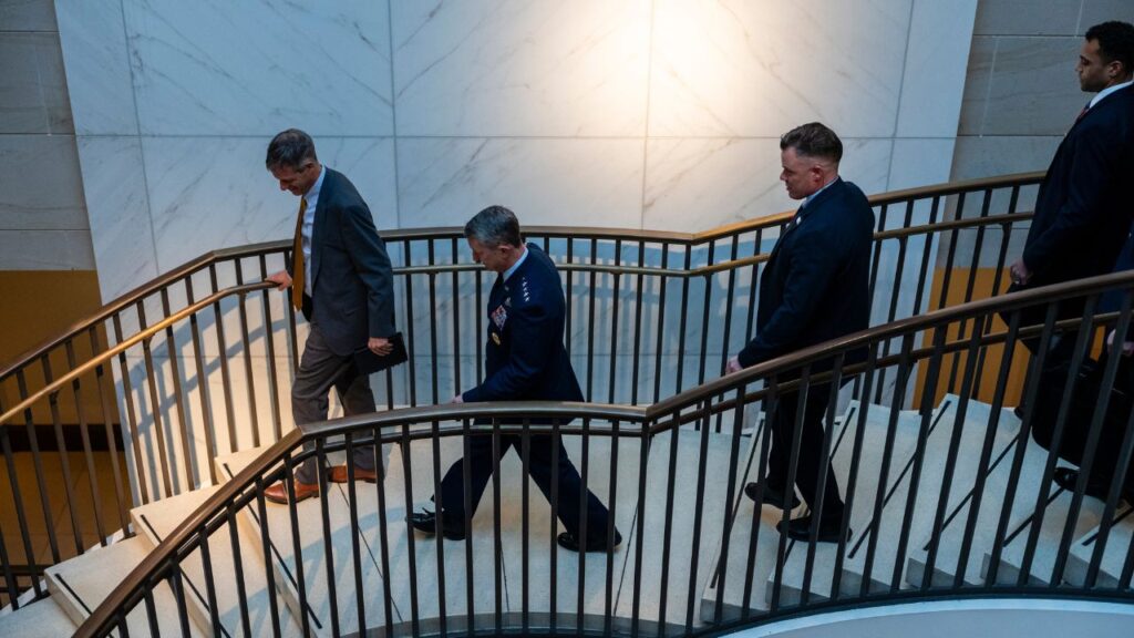 Gen. Dan Caine, center, the chairman of the Joint of Chiefs of Staff, arrives for a meeting with members of Congress on Capitol Hill in Washington, Jan. 5, 2026. Dozens of military chiefs from the Western Hemisphere are gathering on Wednesday, Feb. 11, in Washington for the first time to discuss a wide range of security issues that the Trump administration says are paramount to safeguarding the U.S. (Eric Lee/The New York Times)