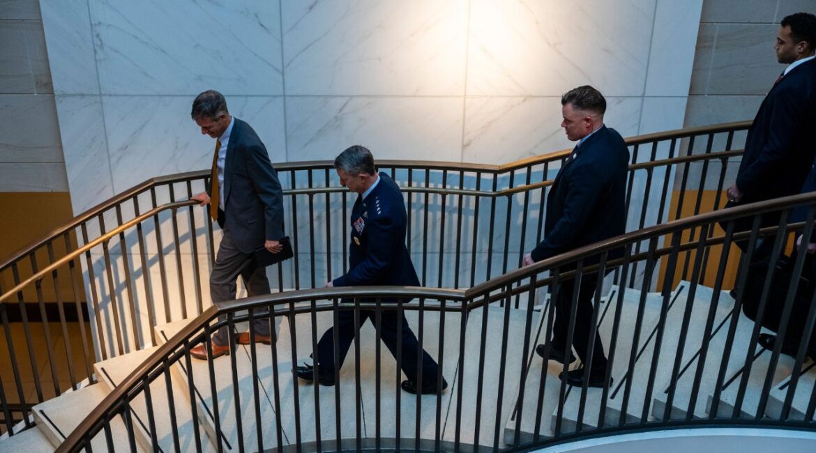 Gen. Dan Caine, center, the chairman of the Joint of Chiefs of Staff, arrives for a meeting with members of Congress on Capitol Hill in Washington, Jan. 5, 2026. Dozens of military chiefs from the Western Hemisphere are gathering on Wednesday, Feb. 11, in Washington for the first time to discuss a wide range of security issues that the Trump administration says are paramount to safeguarding the U.S. (Eric Lee/The New York Times)