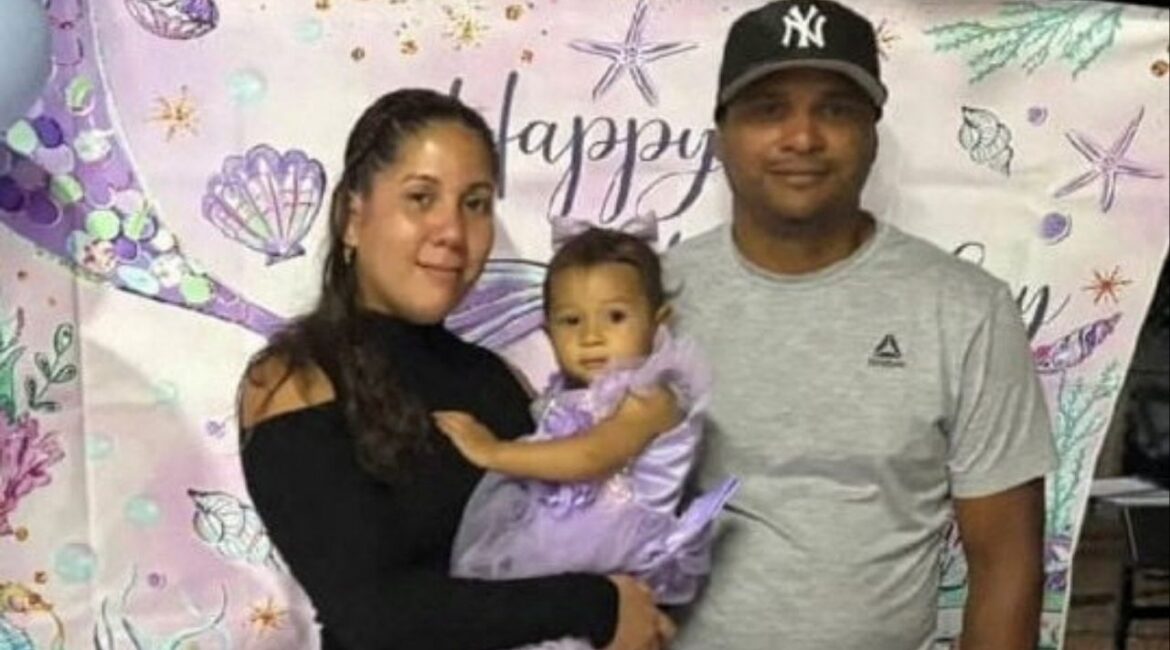 Kheilin Valero Marcano and Stiven Arrieta Prieto, parents of 18-month-old Amalia, who, according to a lawsuit filed, suffered a life-threatening respiratory illness while in U.S. Immigration and Customs Enforcement (ICE) custody, pose for a photo, in this handout picture obtained on February 7, 2026. (Elora Mukherjee/Handout via Reuters)