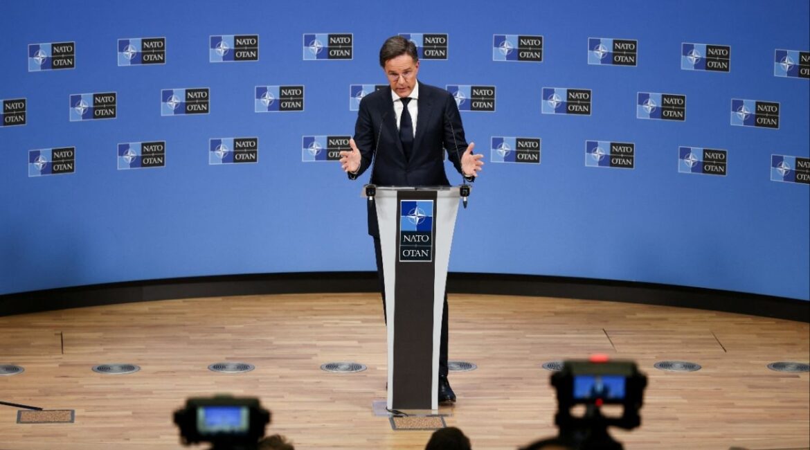 NATO Secretary General Mark Rutte speaks during a press conference ahead of a NATO defense ministers meeting in Brussels, Belgium February 11, 2026. (Reuters/Tom Nicholson)
