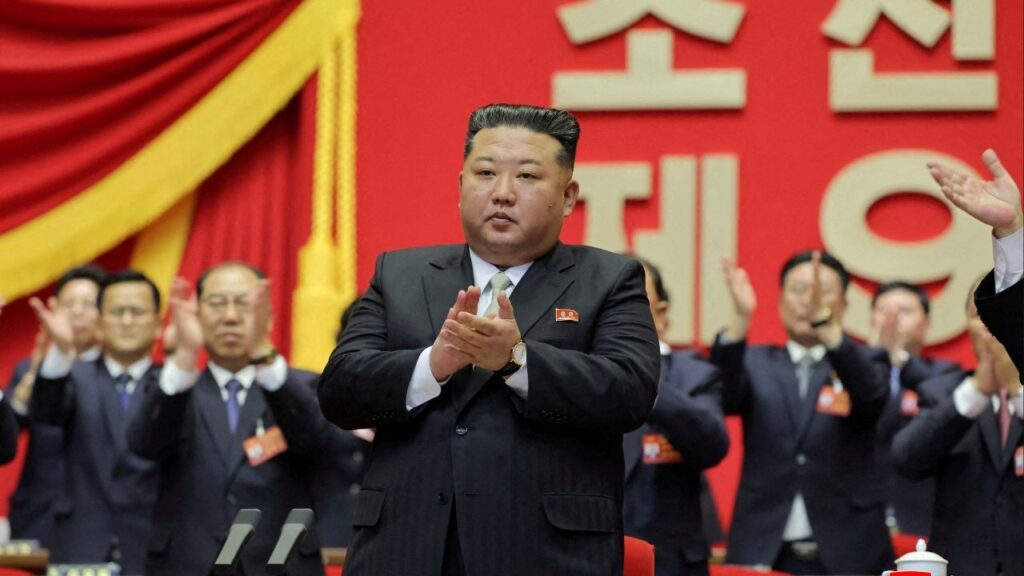 North Korean leader Kim Jong Un applauds as he attends the Ninth Congress of the Workers' Party of Korea (WPK) where he was re-elected as general secretary, in Pyongyang, North Korea. (KCNA via Reuters)