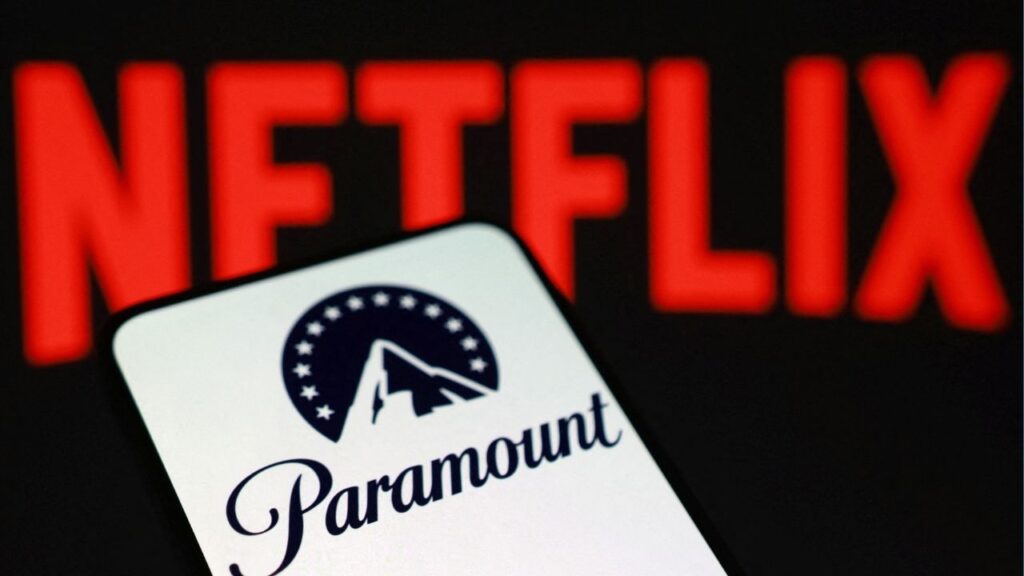 Paramount and Netflix logos are seen in this illustration taken December 8, 2025. (Reuters/Dado Ruvic/Illustration)