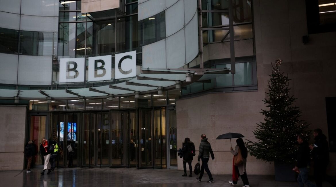 People walk outside the BBC Broadcasting House, after U.S. President Donald Trump sued the BBC for up to $10 billion in damages over edited clips of a speech, in London, Britain, December 16, 2025. (Reuters/Isabel Infantes)