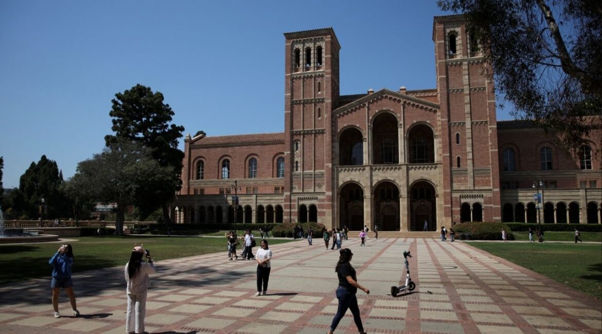 People walk through the campus of the University of California Los Angeles (UCLA) in Los Angeles, California, U.S., August 11, 2025. (Reuters/Daniel Cole)