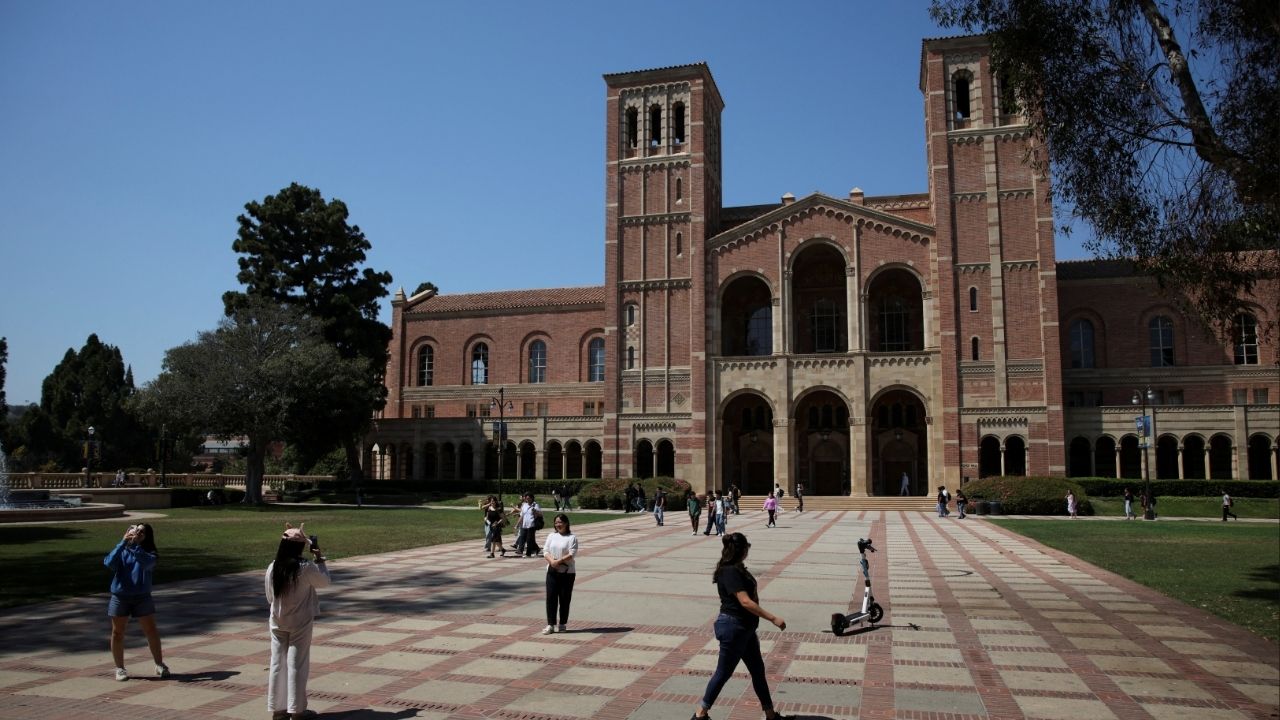 People walk through the campus of the University of California Los Angeles (UCLA) in Los Angeles, California, U.S., August 11, 2025. (Reuters/Daniel Cole)