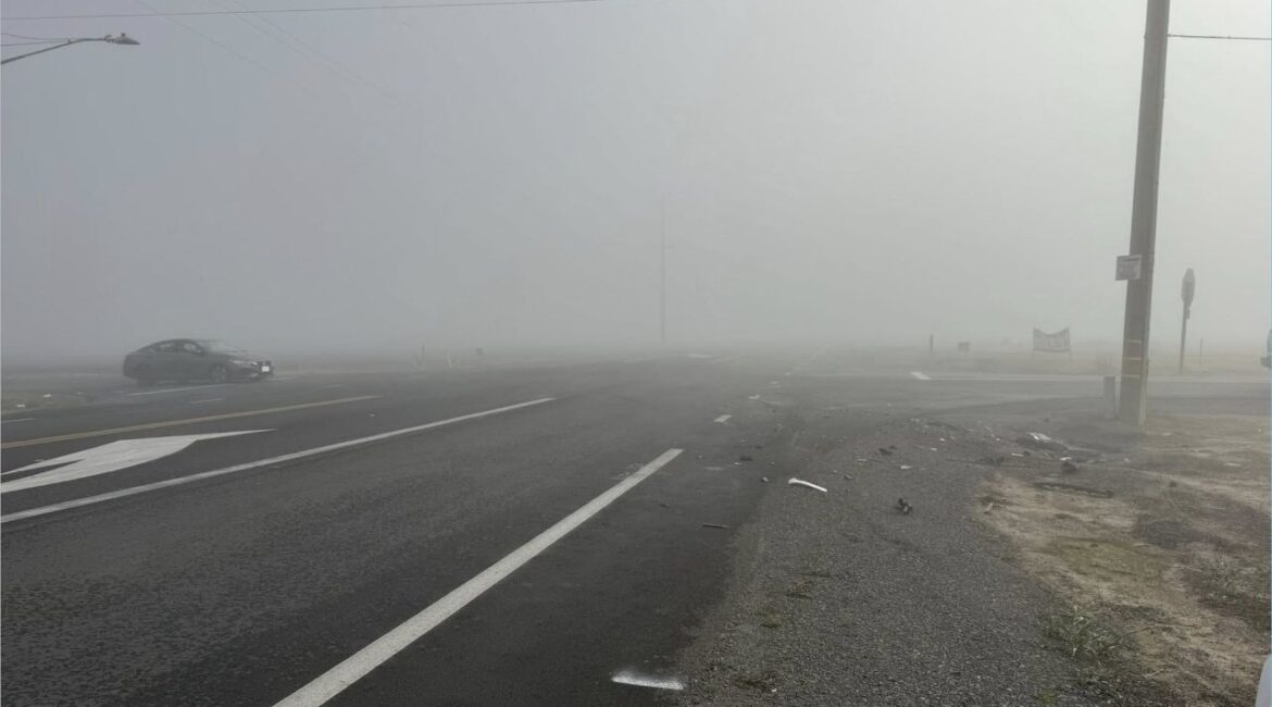 Porterville CHP responded to multiple fog-related crashes Thursday, Feb. 5, 2026, morning and reminded drivers to take precautions due to low visibility. (CHP)