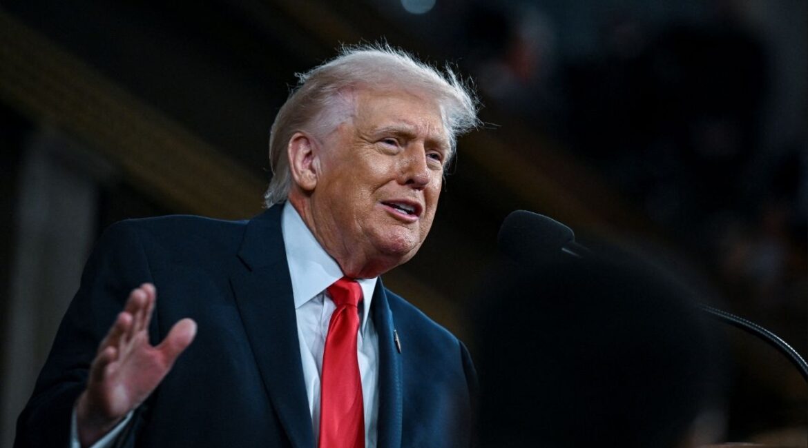 President Donald J. Trump delivers the first State of the Union address of his second term to a joint session of Congress in the House Chamber of the United States Capitol in Washington, D.C., on Tuesday, February 24, 2026. (Kenny Holston/Pool via Reuters)