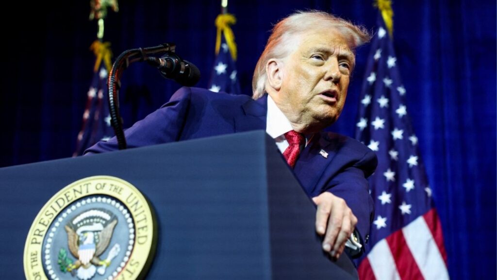 President Donald Trump addresses House Republicans at their annual issues conference retreat, at the Kennedy Center, renamed the Trump-Kennedy Center by the Trump-appointed board of directors, in Washington, D.C., U.S., January 6, 2026. (Reuters/Kevin Lamarque)