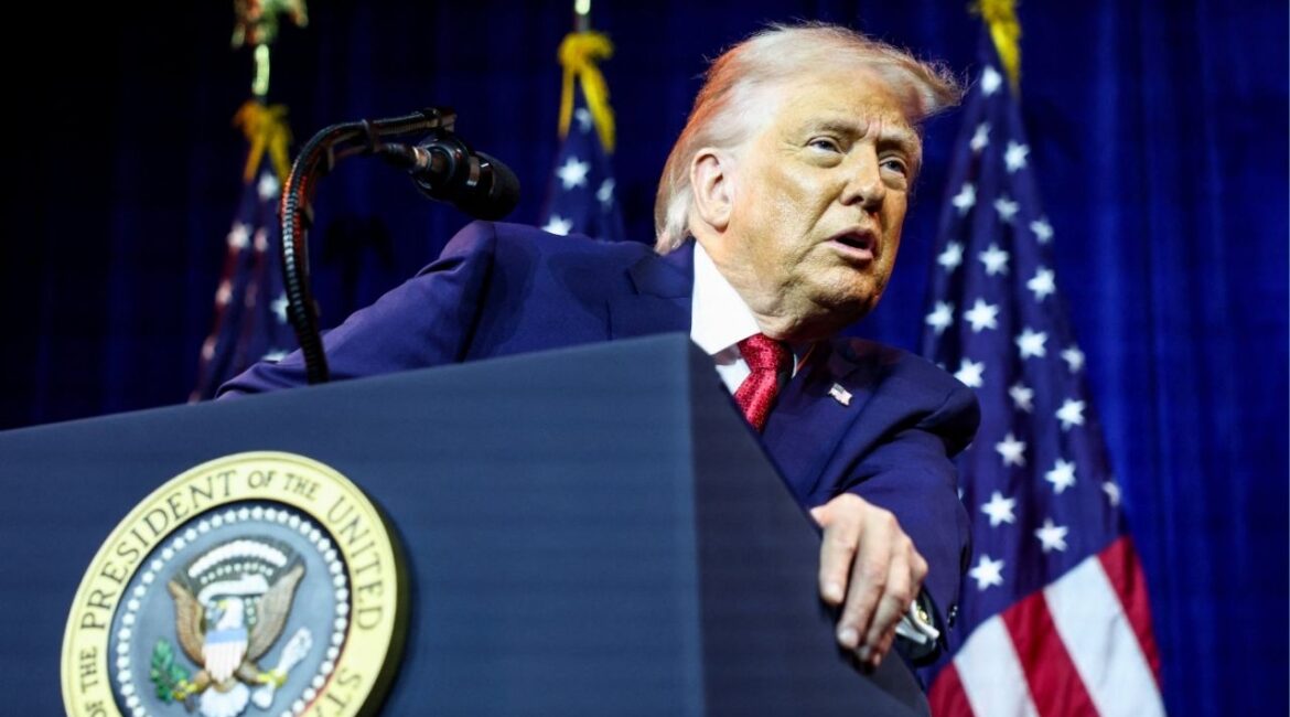President Donald Trump addresses House Republicans at their annual issues conference retreat, at the Kennedy Center, renamed the Trump-Kennedy Center by the Trump-appointed board of directors, in Washington, D.C., U.S., January 6, 2026. (Reuters/Kevin Lamarque)