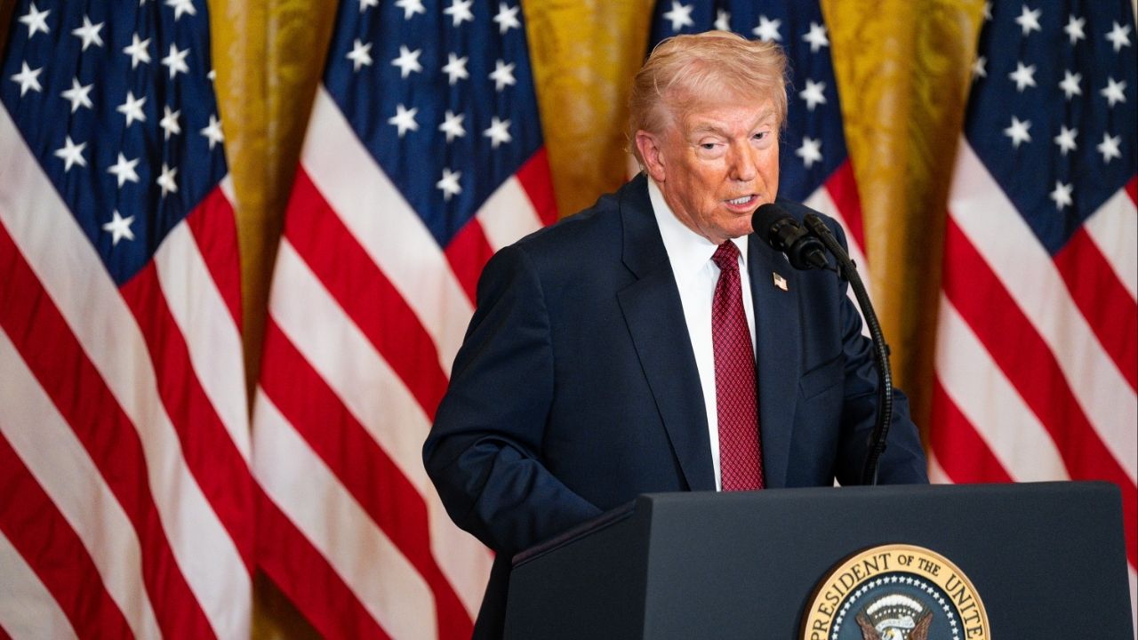 President Donald Trump speaks an event where he received an “Undisputed Champion of Coal” award from an industry lobbying group, at the White House in Washington, on Wednesday, Feb. 11, 2026. Gov. Kevin Stitt of Oklahoma told Democratic governors on Wednesday that Trump had reversed course and would now invite them to an annual gathering of the nation’s governors, after the president had previously moved to exclude Democrats from the meeting. (Tierney L. Cross/The New York Times)
