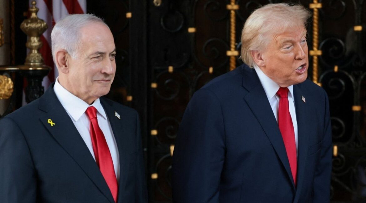 President Donald Trump speaks next to Israeli Prime Minister Benjamin Netanyahu upon arrival for meetings at Trump's Mar-a-Lago club in Palm Beach, Florida, U.S., December 29, 2025. (Reuters/Jonathan Ernst)