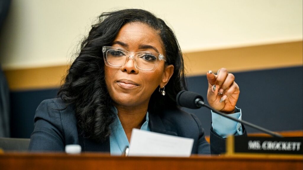 Rep. Jasmine Crockett (D-Texas) during a House Judiciary Committee Hearing on Capitol Hill in Washington, Jan. 22, 2026. Gov. Greg Abbott of Texas, who is expected to easily win his Republican primary next week, is spending millions of dollars on ads featuring Crockett, one of two Democratic candidates for Senate. (Kenny Holston/The New York Times)