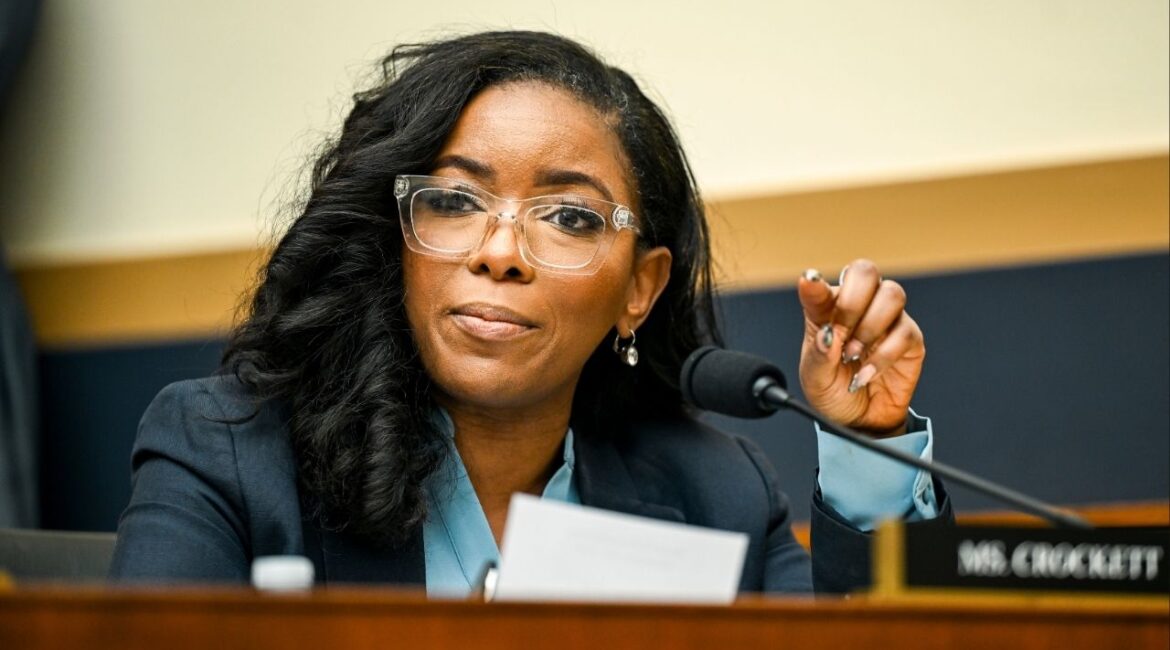 Rep. Jasmine Crockett (D-Texas) during a House Judiciary Committee Hearing on Capitol Hill in Washington, Jan. 22, 2026. Gov. Greg Abbott of Texas, who is expected to easily win his Republican primary next week, is spending millions of dollars on ads featuring Crockett, one of two Democratic candidates for Senate. (Kenny Holston/The New York Times)