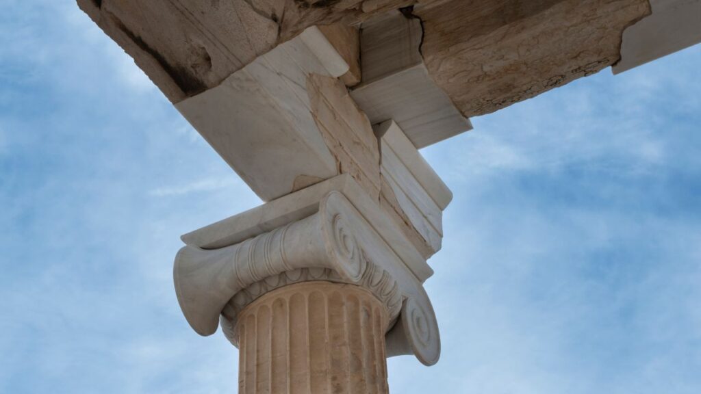 Image of a column at the Erechtheion, a temple of the Acropolis in Athens, Greece