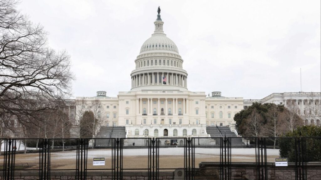 Security fencing surrounds the U.S. Capitol ahead of the State of the Union address, in Washington, D.C., U.S., February 23, 2026. (Reuters/ Kylie Cooper)