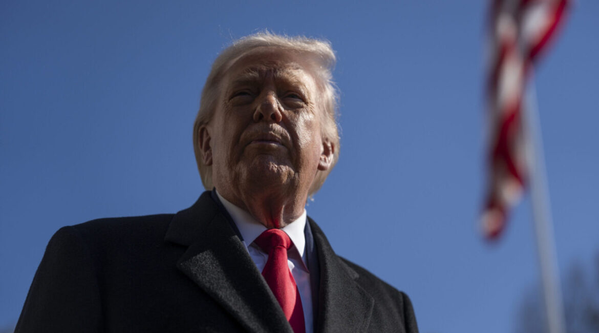 Image of President Trump with an American flag in the background