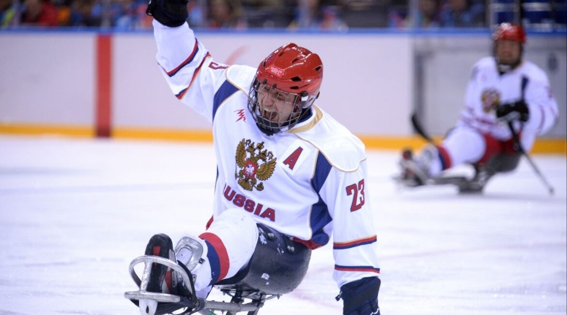 Team Russia competing at the 2014 Paralympic Games in Sochi at Shayba Arena in Sochi, Russia, March 11, 2014. A pariah in global sports for more than a decade, Russia will be represented by a small team of athletes at the 2026 Paralympic Games in Italy, organizers confirmed, prompting condemnation from European leaders on Feb. 18, 2026. (James Hill/The New York Times)