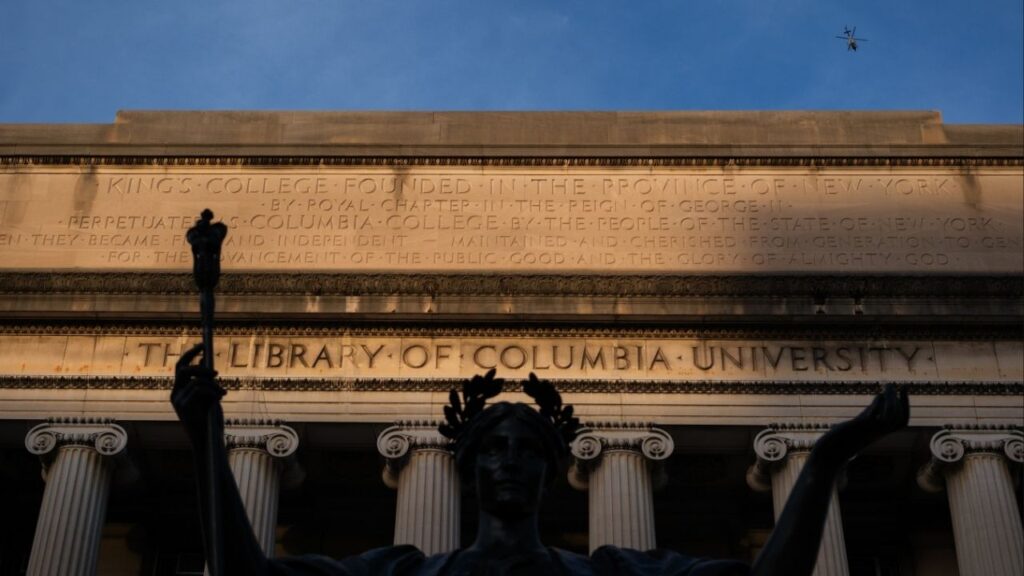 The Columbia University campus in New York, Dec. 3, 2025. Federal agents from the Department of Homeland Security entered a residential building owned by Columbia University early on the morning of Thursday, Feb. 26 and detained a student, the school said in a letter to the campus. (Marco Postigo Storel/The New York Times)