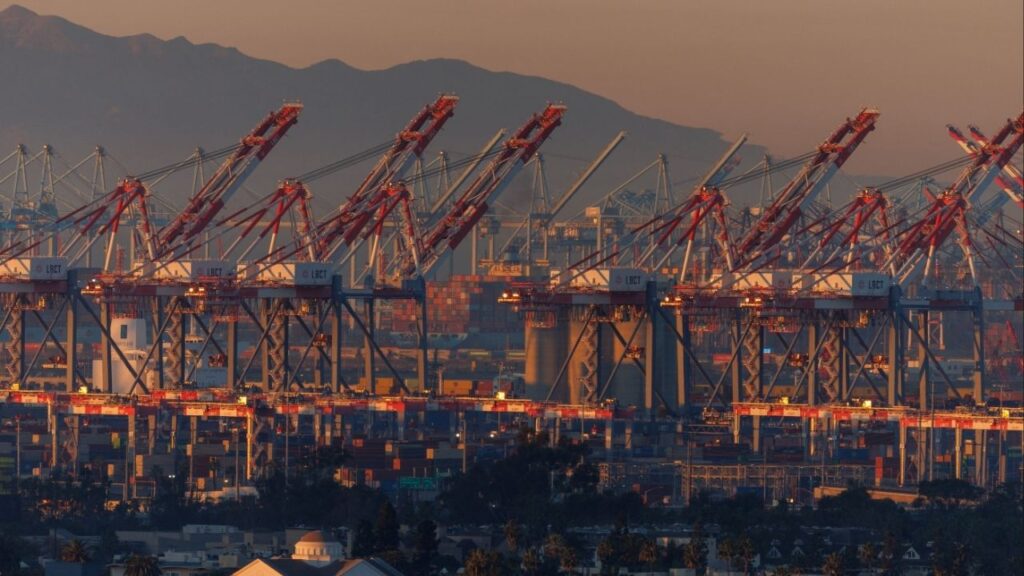 The Long Beach Container Terminal is shown at the Port of Long Beach as seen from Signal Hill, California, U.S., January 14, 2026. (Reuters/Mike Blake)