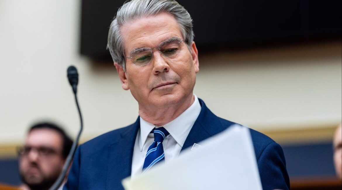 Treasury Secretary Scott Bessent appears before the House Financial Services Committee in Washington on Wednesday, Feb. 4, 2026. Bessent, asked about the fall in the price of Bitcoin this week, said the government could not try to stop the decline by ordering banks to buy Bitcoin. (Eric Lee/The New York Times)