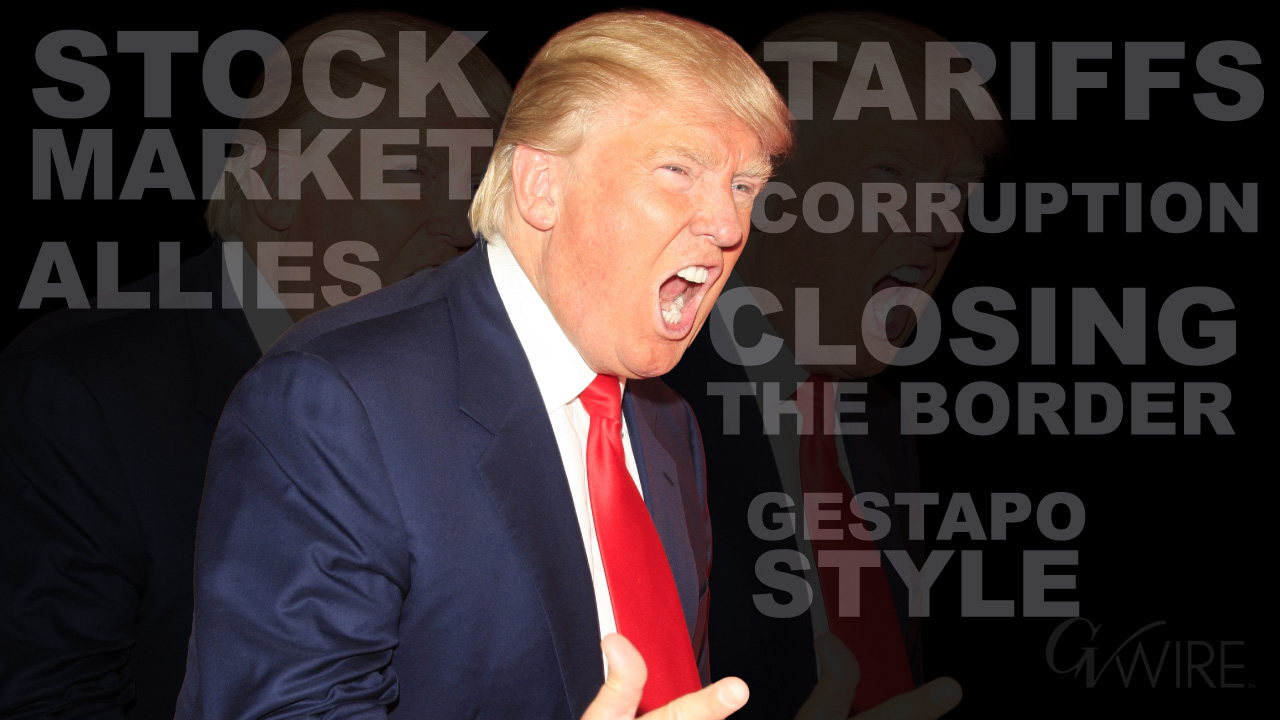 Composite Image of Donald Trump and fragments of what Americans say about him