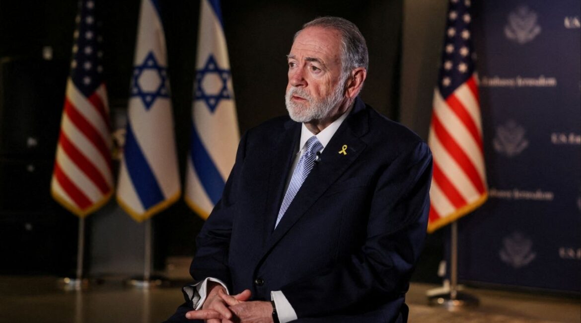 U.S. Ambassador to Israel Mike Huckabee looks on during an interview with Reuters in Jerusalem, September 10, 2025. (Reuters File)
