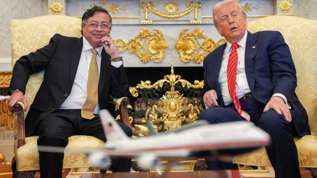 U.S. President Donald Trump and his Colombian counterpart Gustavo Petro meet at the Oval Office at the White House, in Washington, D.C., U.S., February 3, 2026. (Colombia Presidency/Handout via Reuters)