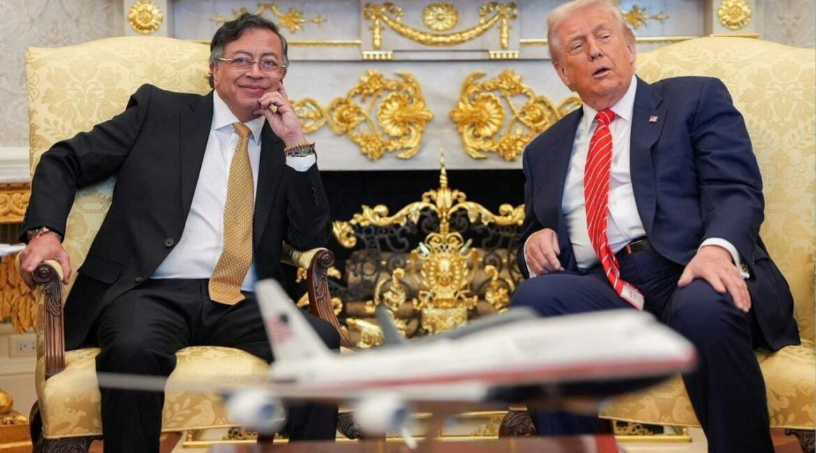 U.S. President Donald Trump and his Colombian counterpart Gustavo Petro meet at the Oval Office at the White House, in Washington, D.C., U.S., February 3, 2026. (Colombia Presidency/Handout via Reuters)