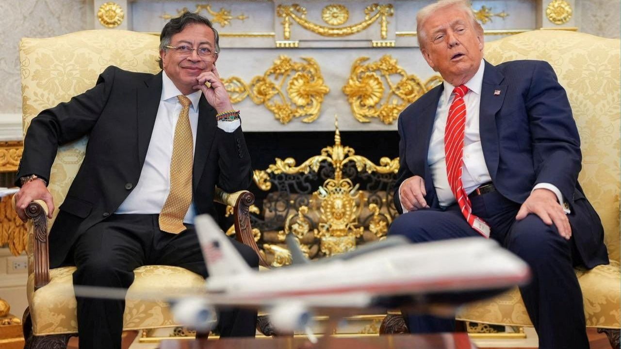 U.S. President Donald Trump and his Colombian counterpart Gustavo Petro meet at the Oval Office at the White House, in Washington, D.C., U.S., February 3, 2026. (Colombia Presidency/Handout via Reuters)