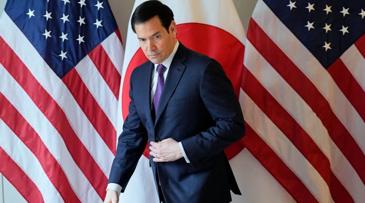 U.S. Secretary of State Marco Rubio, walks during the meeting with Japan's Foreign Minister Toshimitsu Motegi (not pictured) on the sidelines of the Munich Security Conference in Munich, Germany, February 14, 2026. (Alex Brandon/Pool via Reuters)