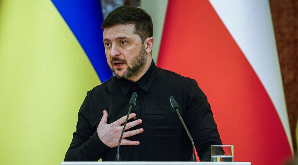 Ukrainian President Volodymyr Zelenskiy speaks during a joint press conference with Polish Prime Minister Donald Tusk (not pictured), amid Russia's attack on Ukraine, in Kyiv, Ukraine February 5, 2026. (Reuters/Alina Smutko)