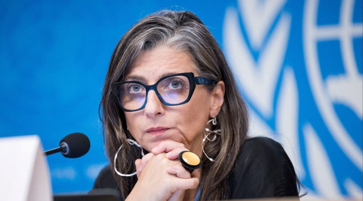 United Nations Special Rapporteur on the situation of human rights in the occupied Palestinian territory, Francesca Albanese, attends a press conference at the European headquarters of the UN in Geneva, Switzerland, September 15, 2025. (Reuters File)