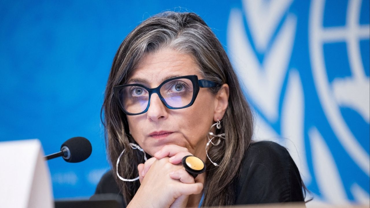 United Nations Special Rapporteur on the situation of human rights in the occupied Palestinian territory, Francesca Albanese, attends a press conference at the European headquarters of the UN in Geneva, Switzerland, September 15, 2025. (Reuters File)