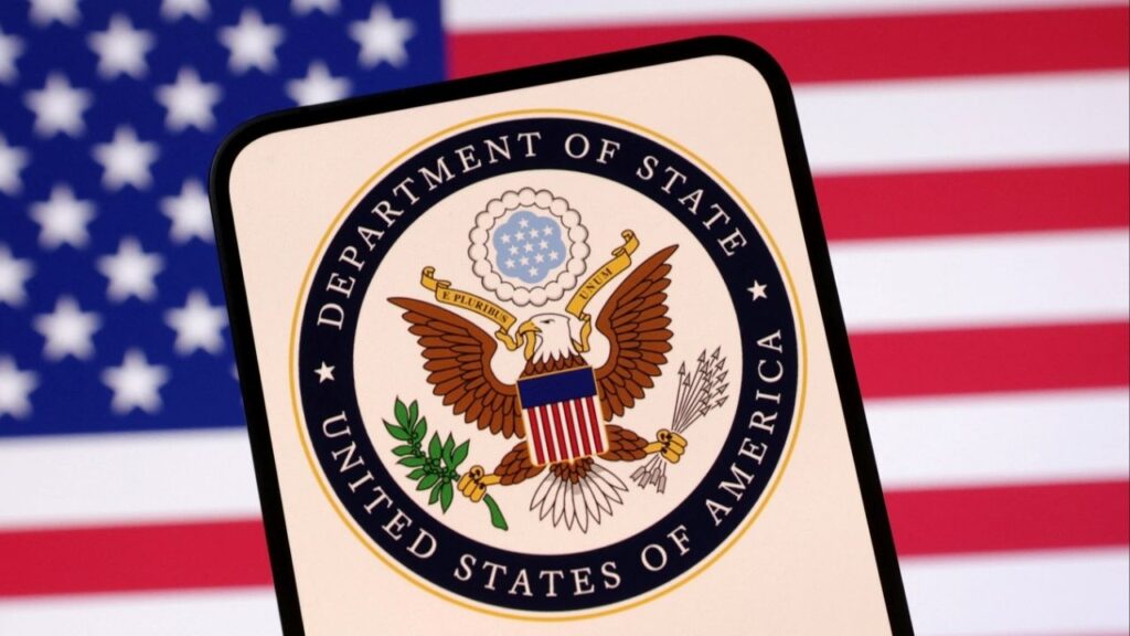 United States Department of State logo and U.S. flag are seen in this illustration taken April 23, 2025. (Reuters/Dado Ruvic/Illustration)