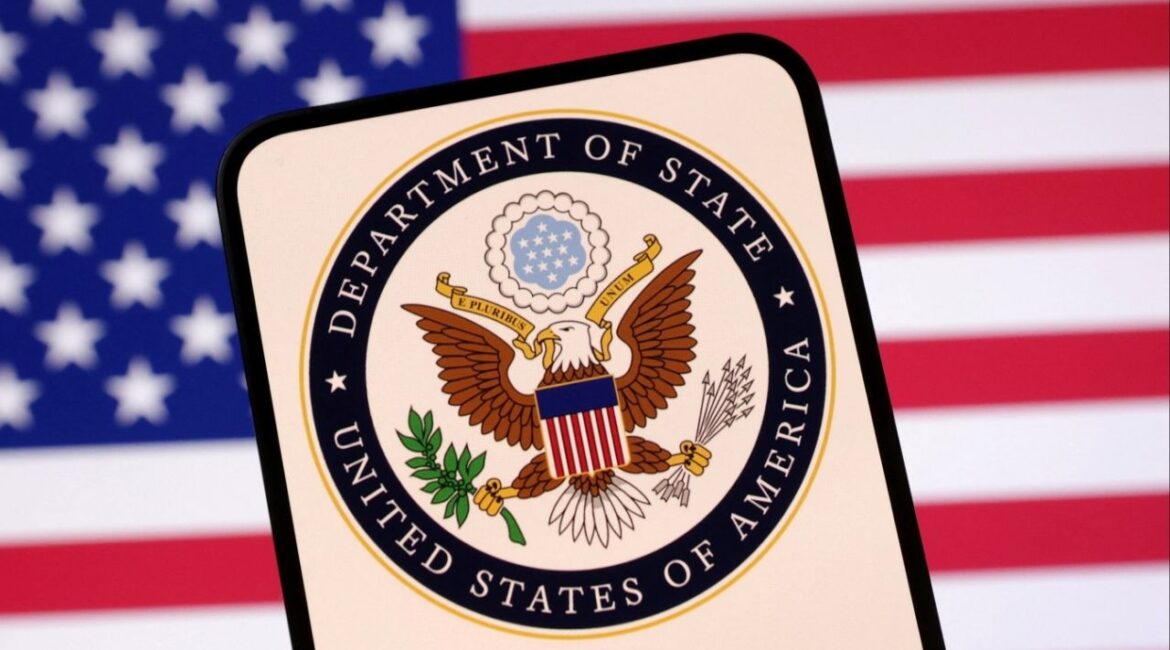 United States Department of State logo and U.S. flag are seen in this illustration taken April 23, 2025. (Reuters/Dado Ruvic/Illustration)