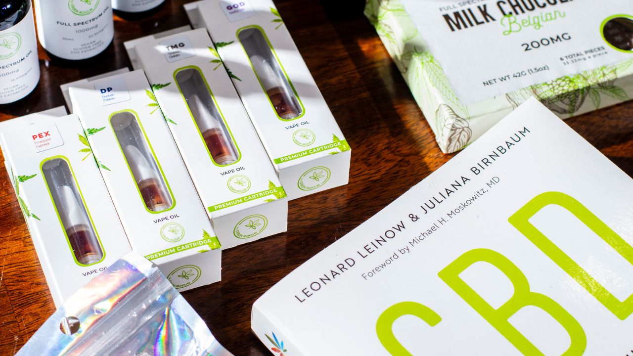 Various CBD products for sale at The Green Room in Montclair, N.J., on Saturday, Feb. 7, 2026. By November, most creams, tinctures, gummies and beverages made with cannabis compound CBD will be swept off shelves nationwide. And some states, such as New Jersey, have bans going into effect sooner. (Bryan Anselm/The New York Times)