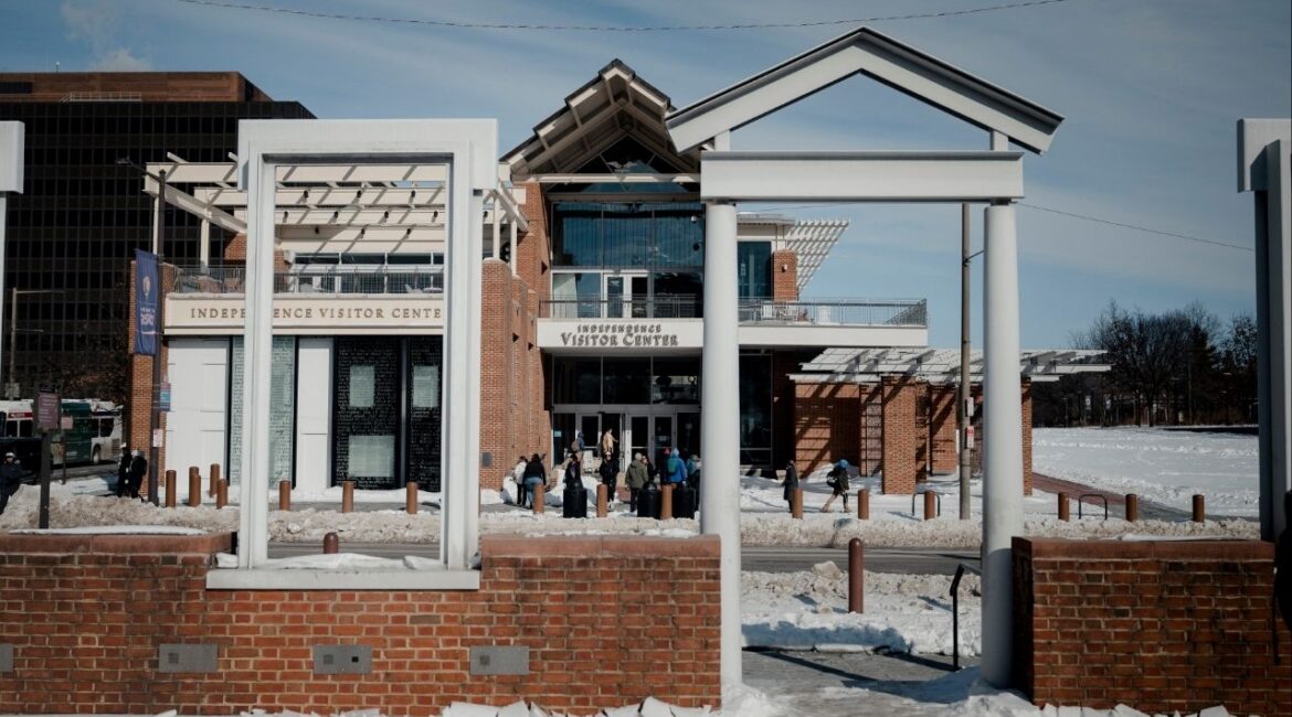 Visitors at the President’s House Site in Philadelphia, Jan. 31, 2026, a week after the Trump administration ordered the removal of all interpretive signs. A federal judge on Monday, Feb. 16, ordered the Trump administration to temporarily restore displays about George Washington’s ownership of enslaved people at a monument on the site of his former house in Philadelphia. (Hannah Yoon/The New York Times)