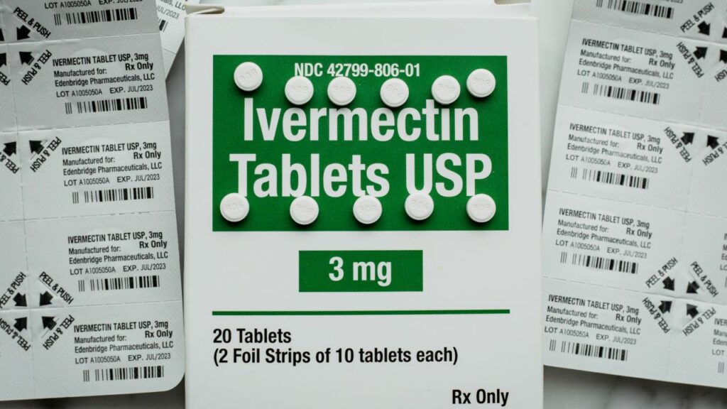 Image of Ivermectin tablets in a white and green packet